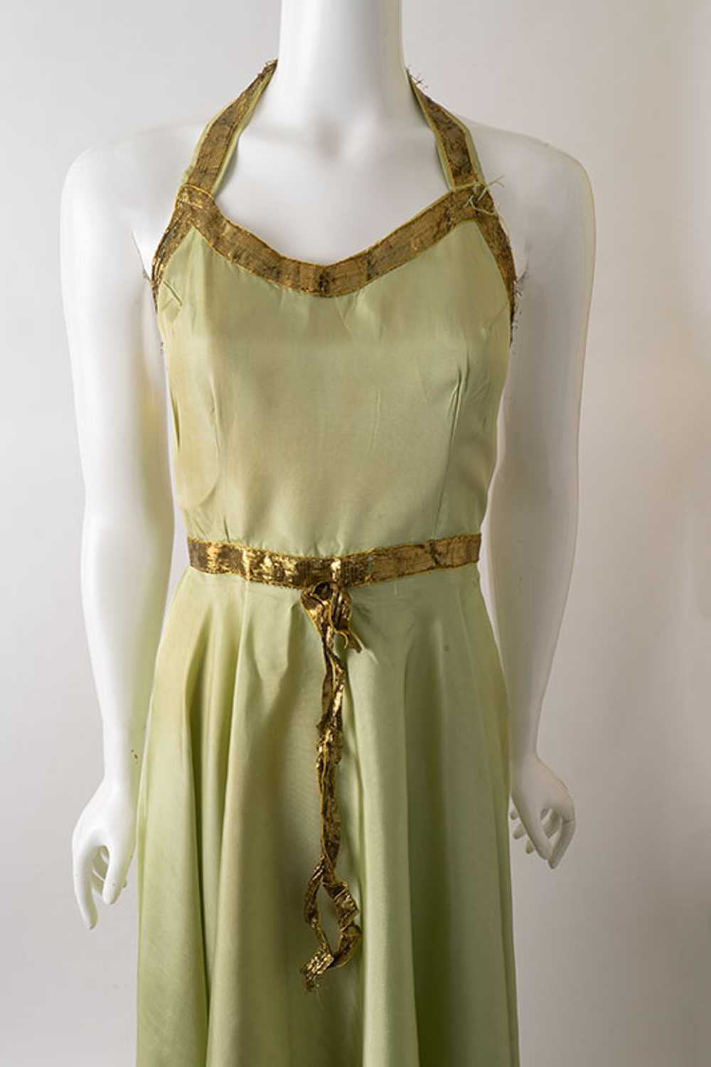 1930s Lime Halter Back Gown - image 2