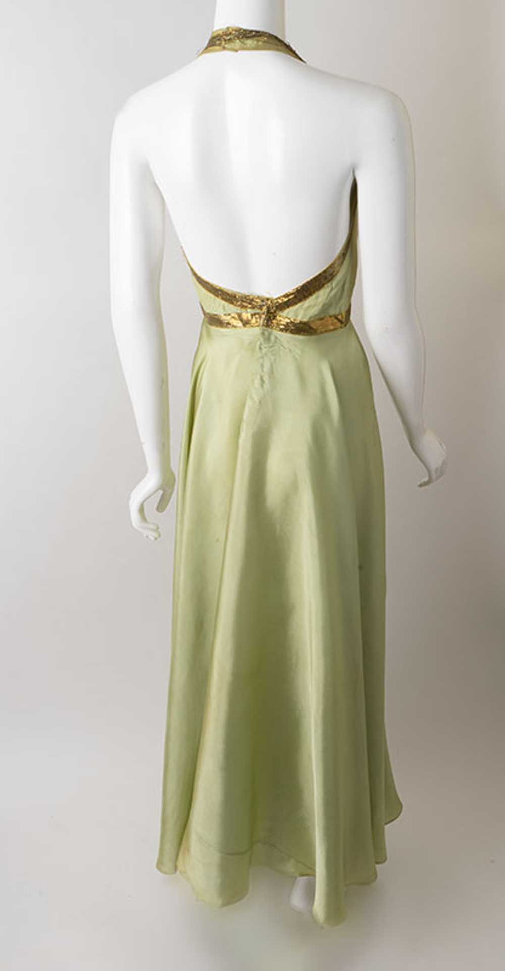 1930s Lime Halter Back Gown - image 3