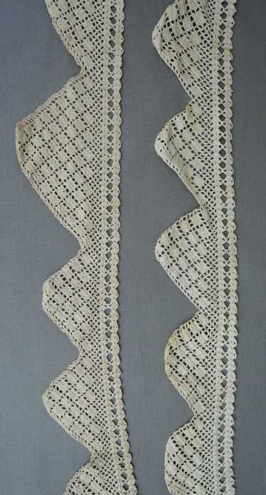 2 Pieces Antique Crochet Lace Trim, Vintage Handma