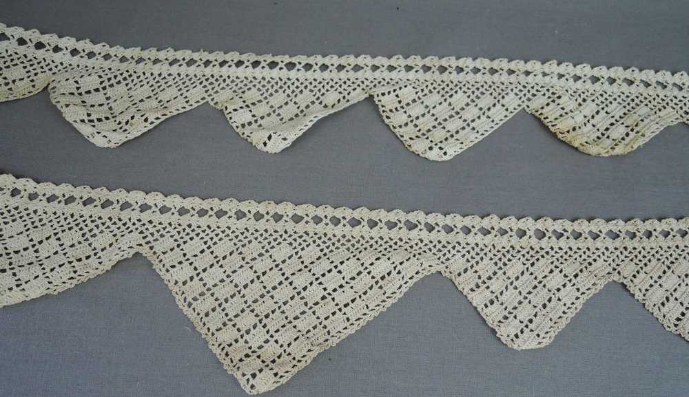 2 Pieces Antique Crochet Lace Trim, Vintage Handm… - image 3