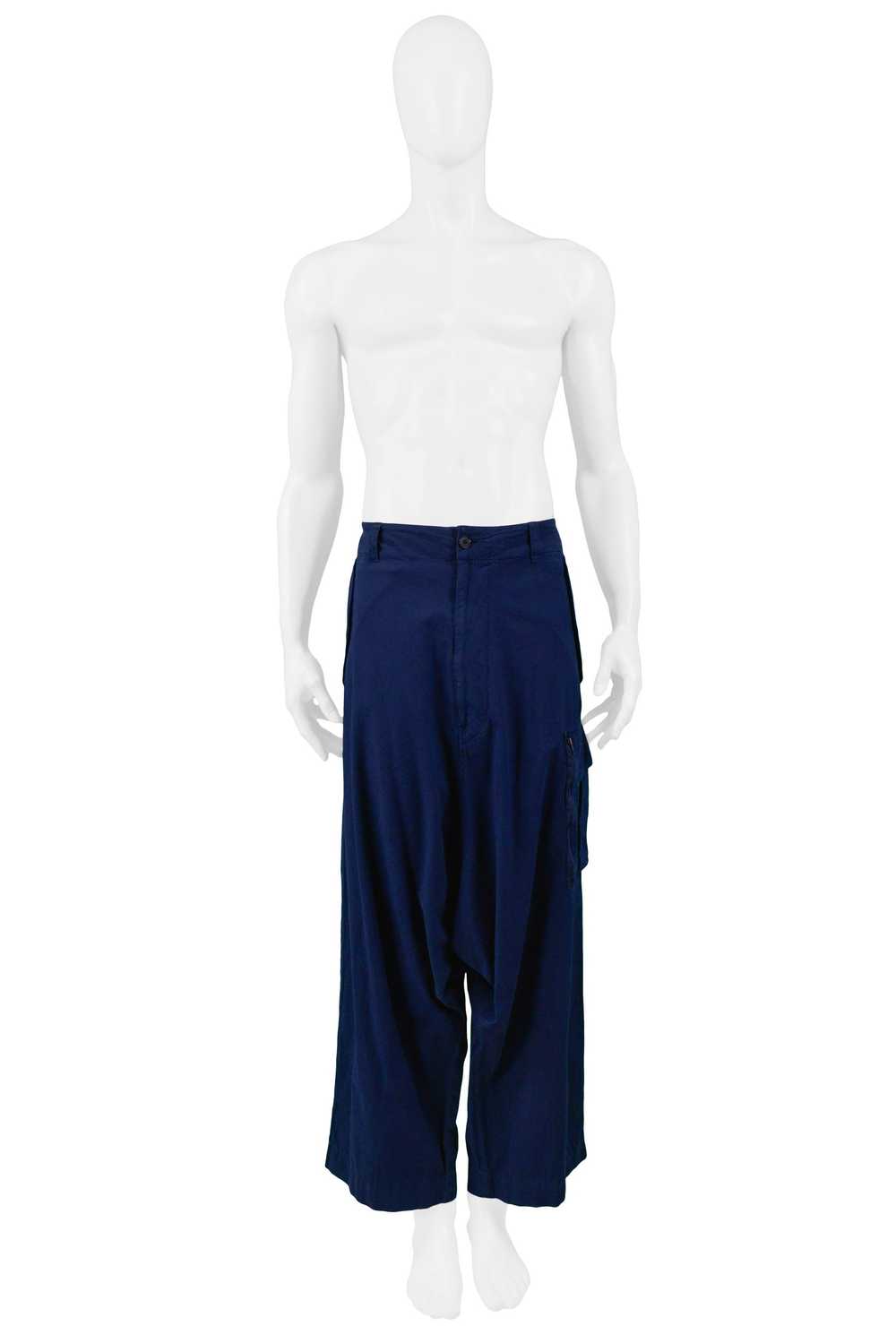 YOHJI YAMAMOTO BLUE COTTON HAREM CARGO PANT - image 1