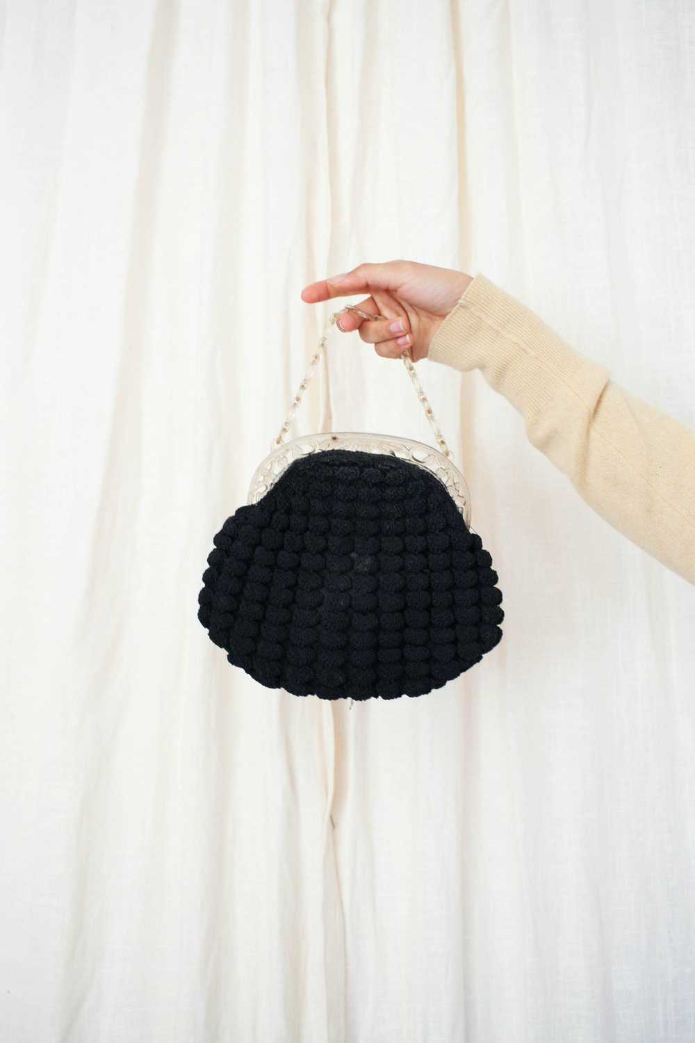 1930s Black Berry Knit Small Handbag - image 2