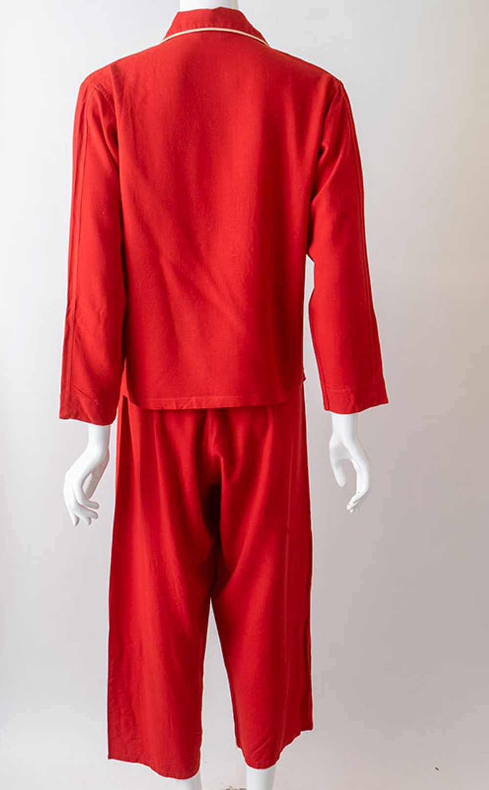 1950s Bold Red Gabardine Pajamas - image 4
