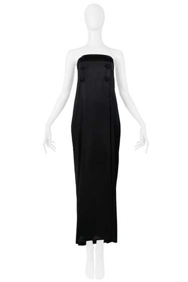 SOPRANO BLACK SATIN DOUBLE BREASTED DRESS - image 1