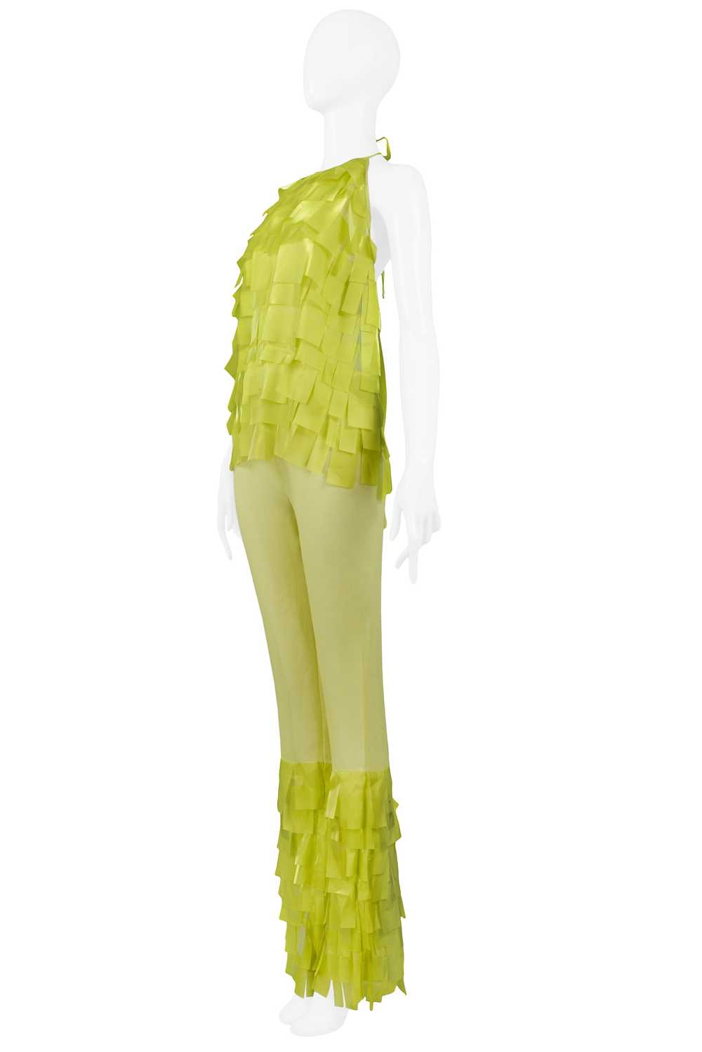 PACO CHARTREUSE GREEN TEXTURED TOP & BELL BOTTOM … - image 3