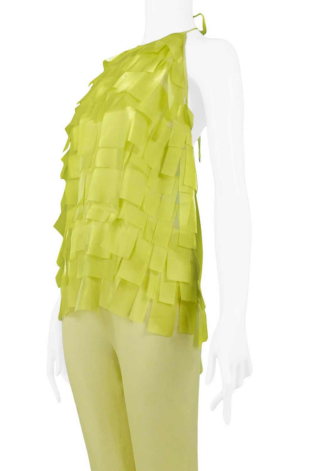 PACO CHARTREUSE GREEN TEXTURED TOP & BELL BOTTOM … - image 4