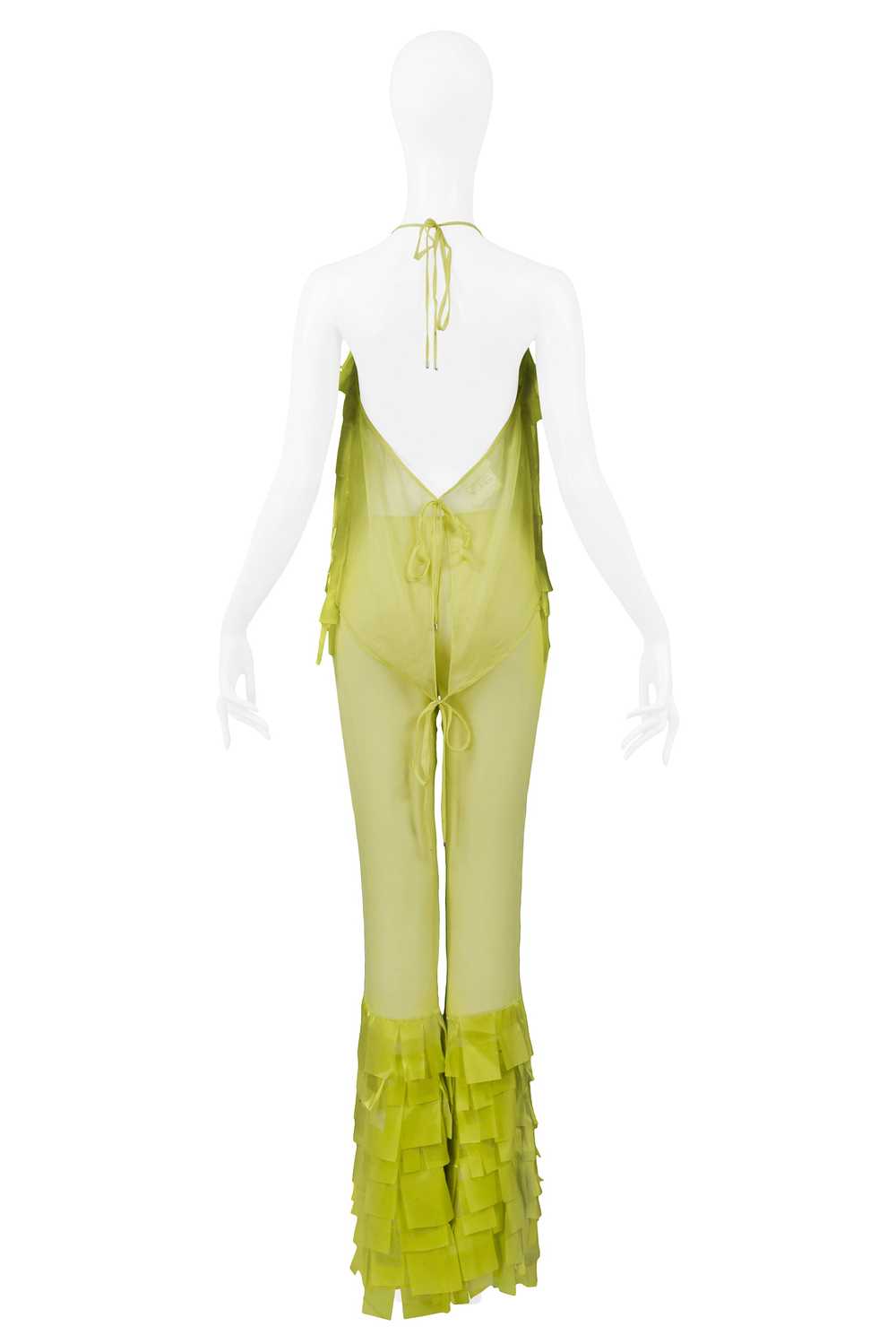 PACO CHARTREUSE GREEN TEXTURED TOP & BELL BOTTOM … - image 5