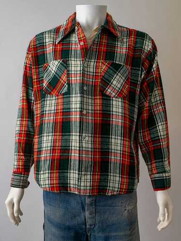 1970s Tartan Flannel Camp Shirt