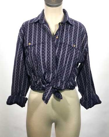 1980's Calico Long Sleeve Blouse - image 1