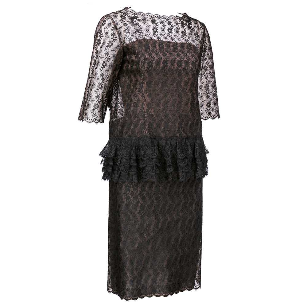 Vintage DIOR 60s Lace Strapless Overblouse & Dress - image 3