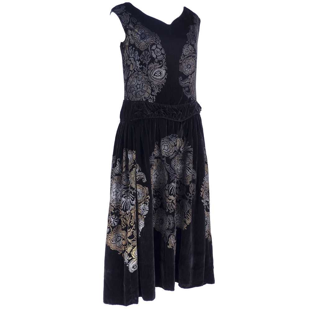 Vintage GALLENGA 20s Black Panne Velvet Dress - image 2