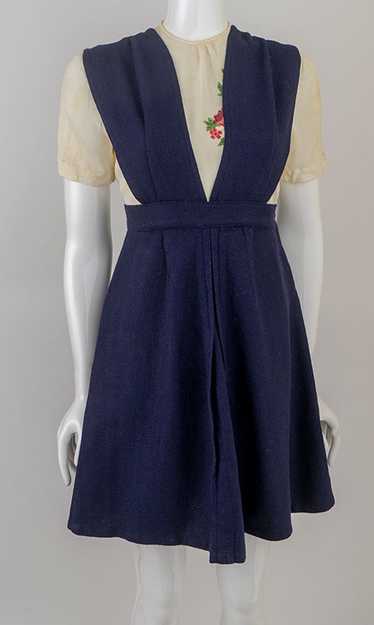 1930s Navy Blue Pinafore NOS