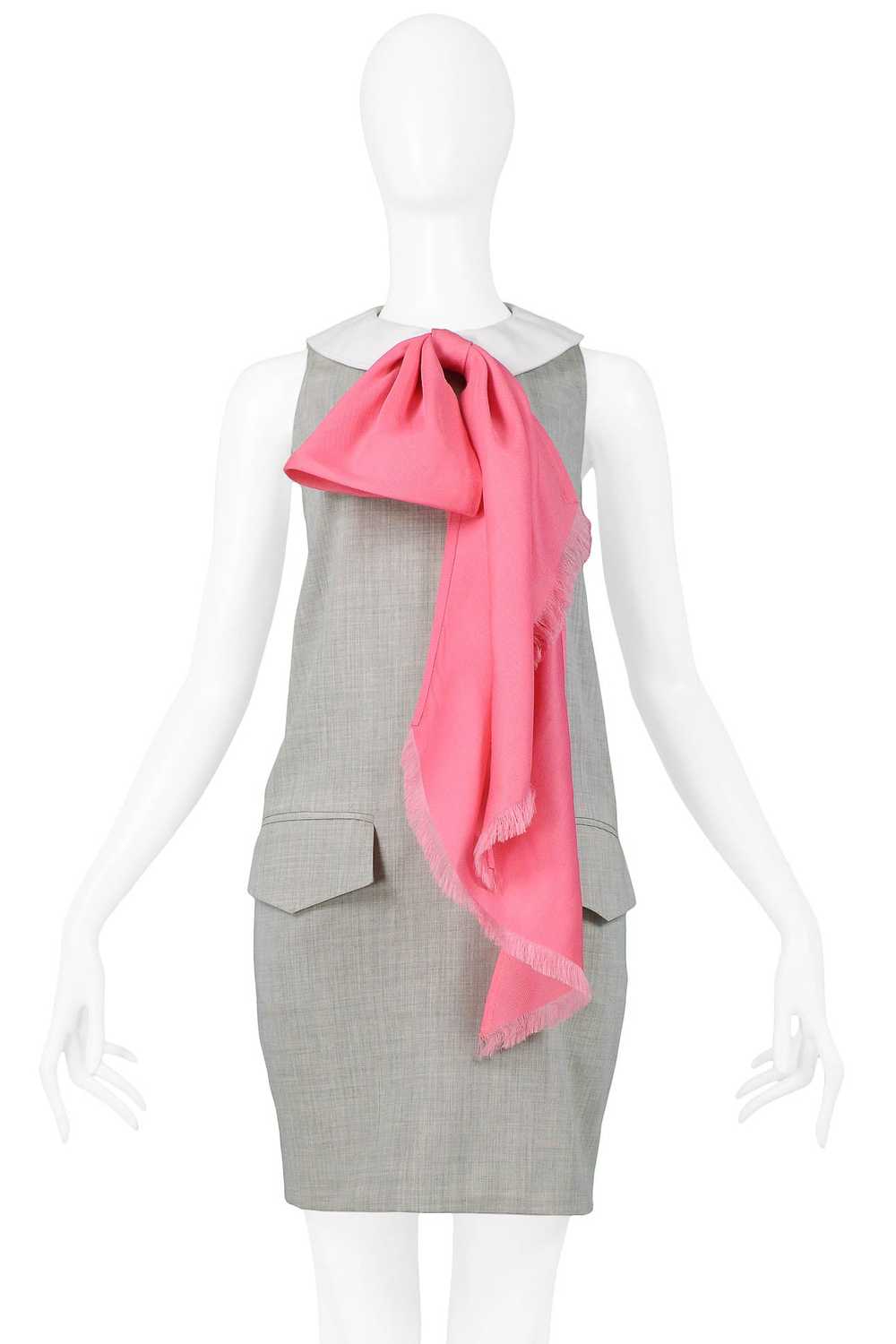 MIZRAHI GREY DRESS WITH PINK BOW 1991 - image 3