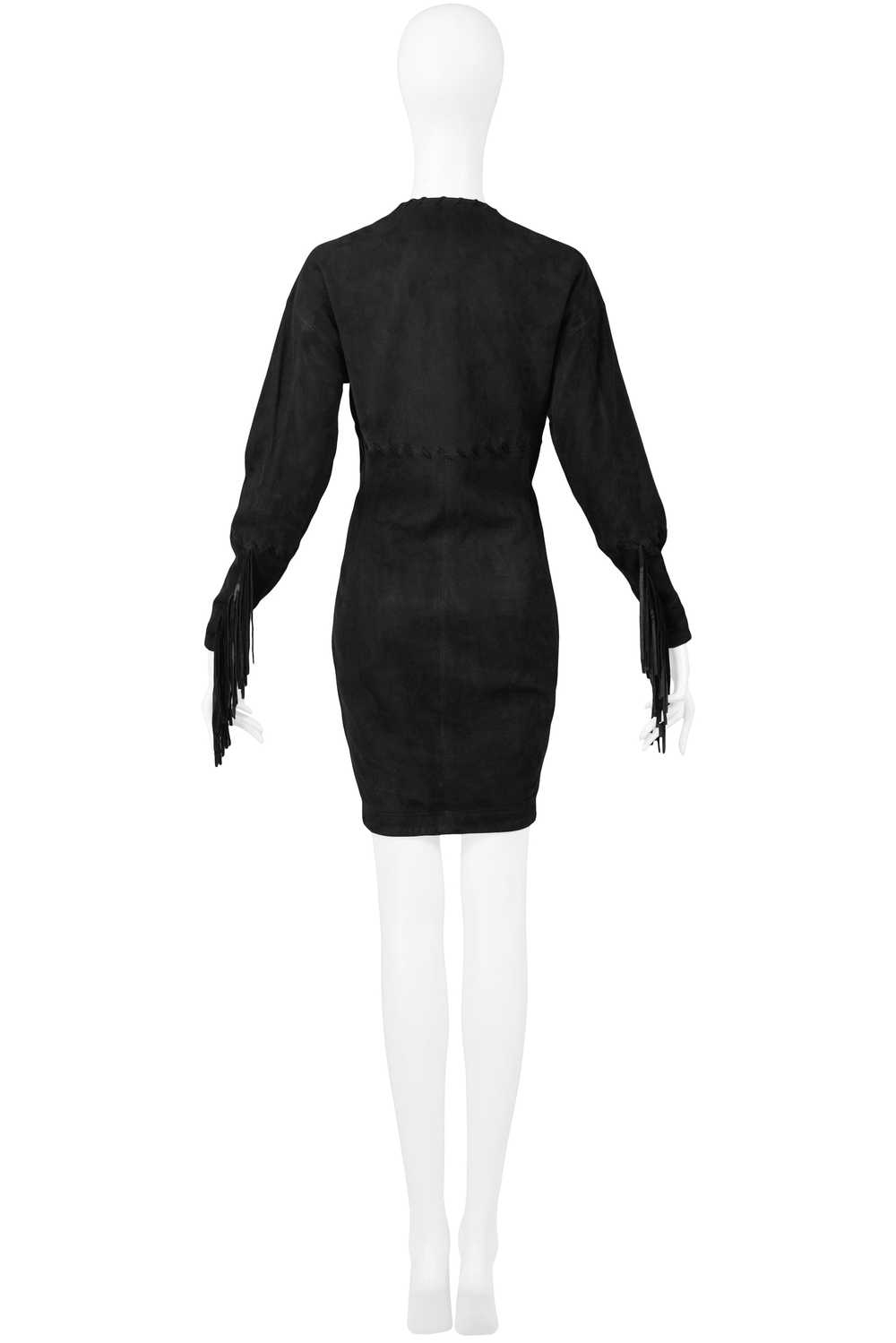 ISAAC MIZRAHI BLACK LEATHER SUEDE DRESS 1989 - image 2