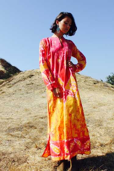 RARE and Divine 1970s Batik Indian Maxi Dress - image 1