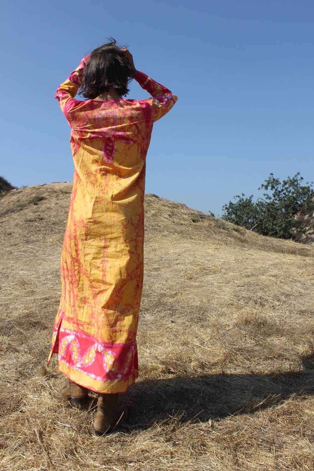 RARE and Divine 1970s Batik Indian Maxi Dress - image 4