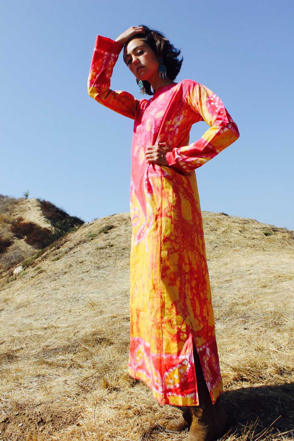 RARE and Divine 1970s Batik Indian Maxi Dress - image 5