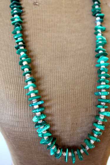 SALE Vintage Navajo Chunk Malachite and Heishi Nec