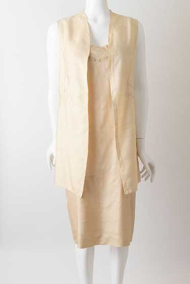 Deco 1920s Long Pongee Flapper Vest
