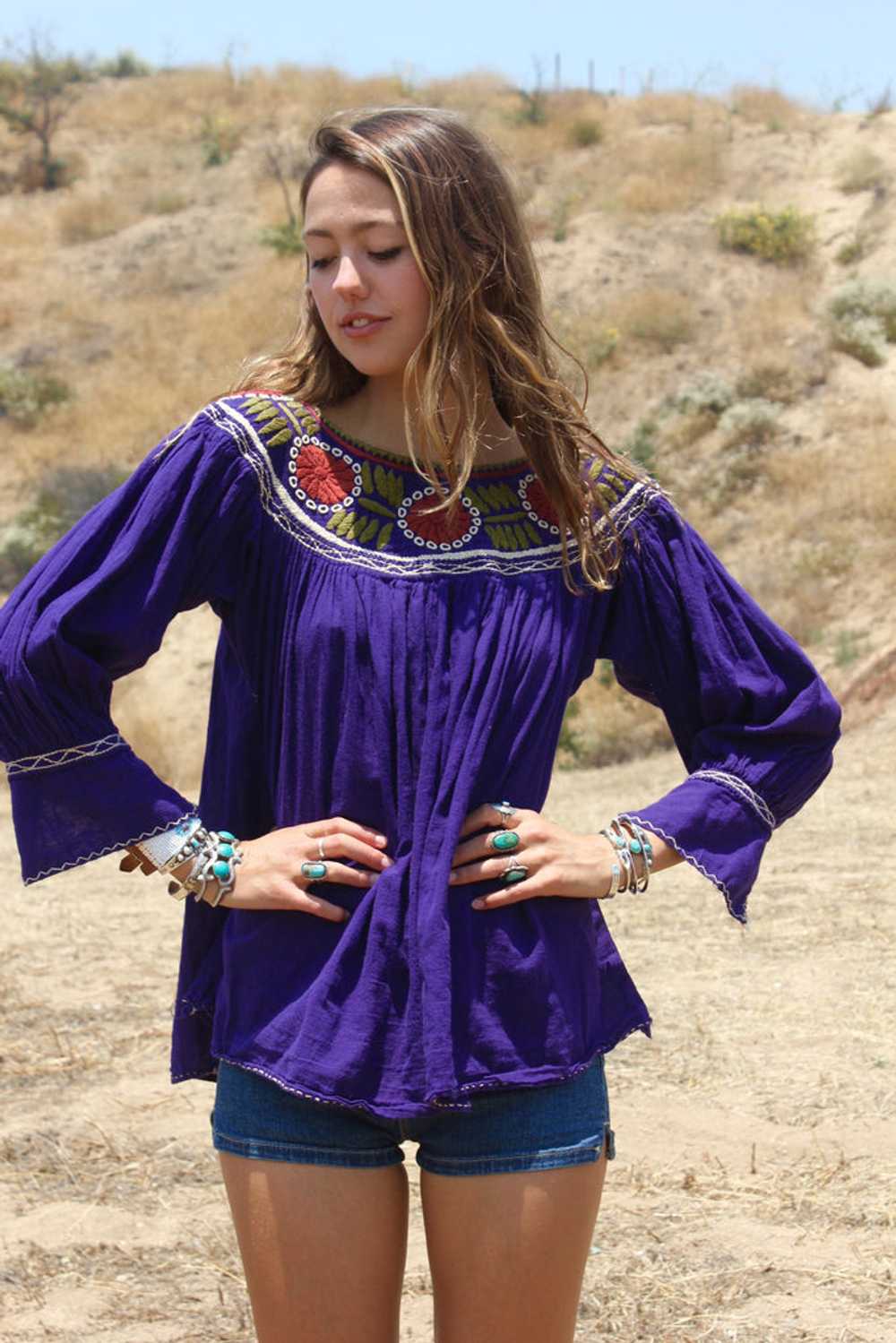 Vintage Mexican Hand Embroidered Blouse - image 1