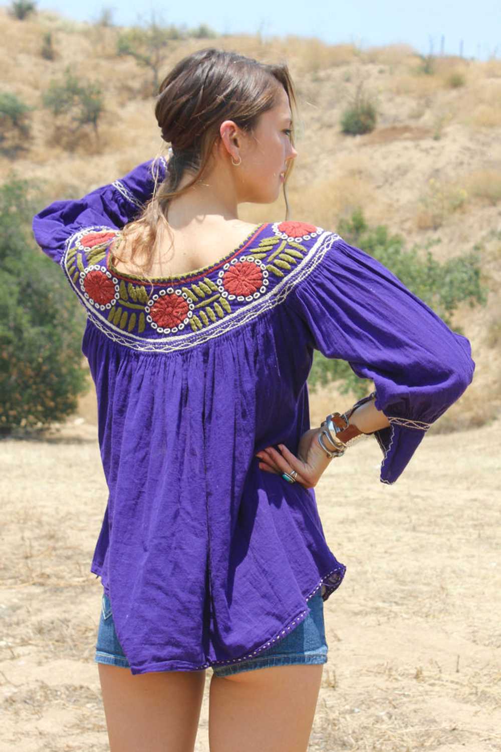 Vintage Mexican Hand Embroidered Blouse - image 4