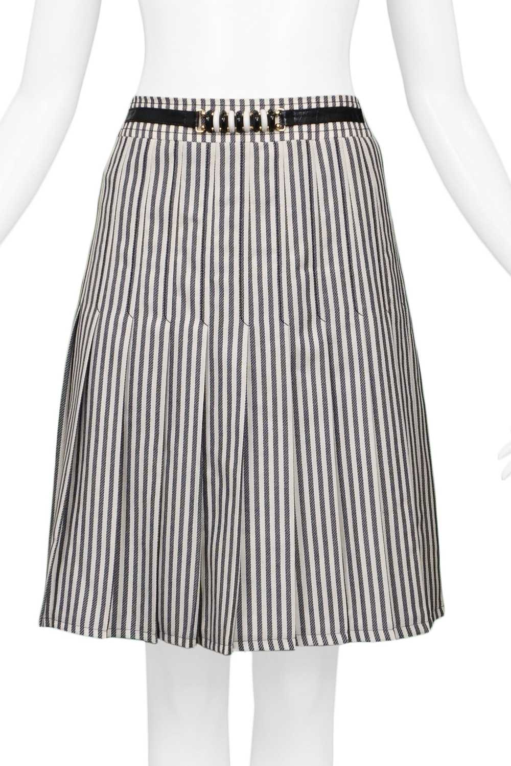 CELINE BLACK & WHITE STRIPE BOX PLEAT SKIRT WITH … - image 2