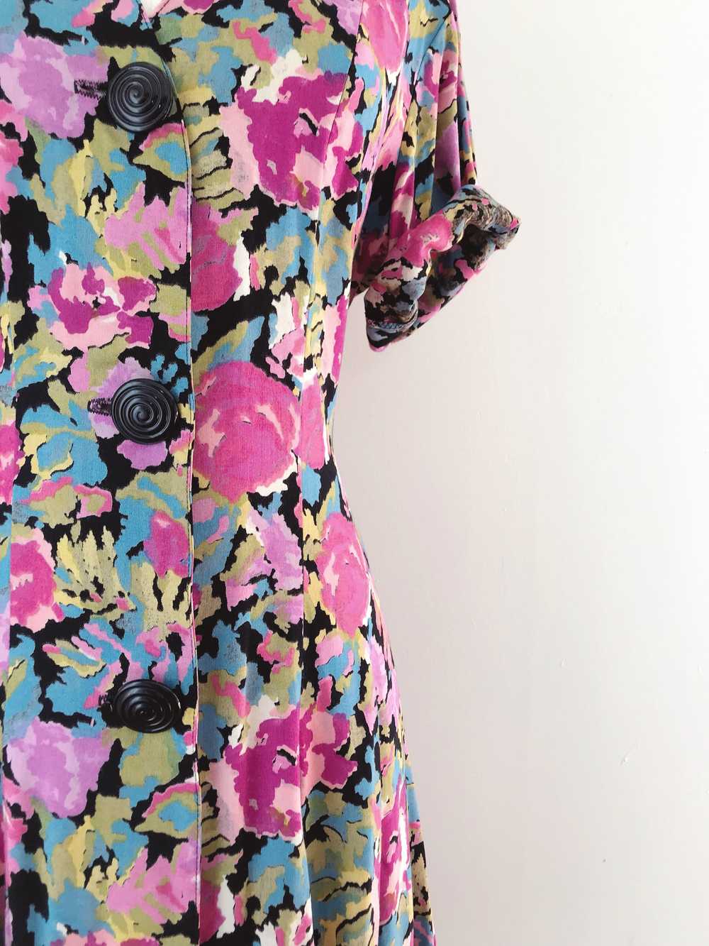 1990s Saturated Floral Minidress - image 2