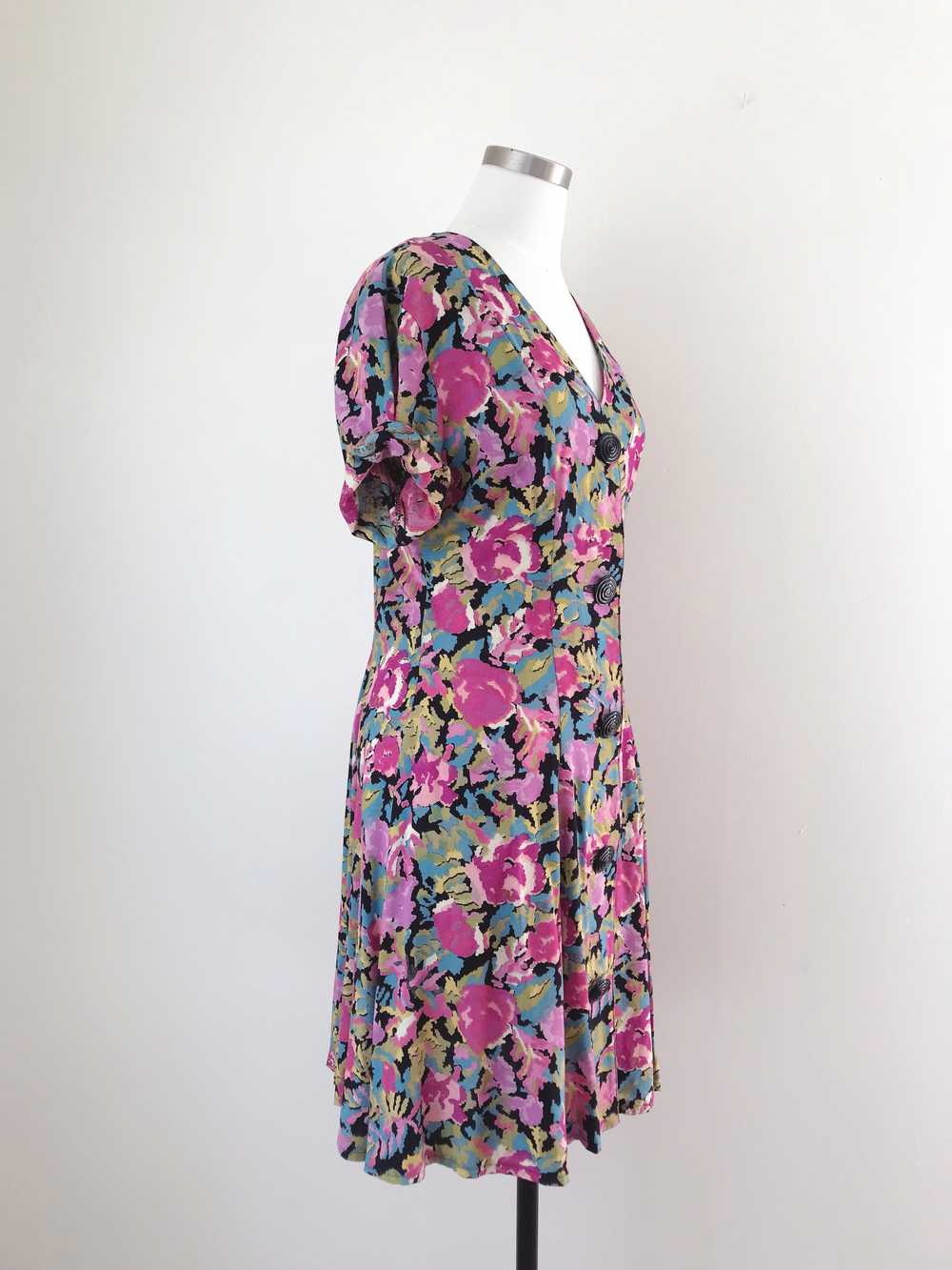 1990s Saturated Floral Minidress - image 3