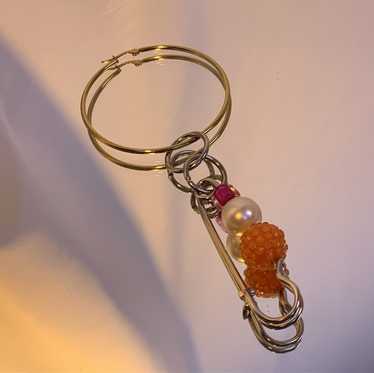 Mixed media safety pin earring - image 1