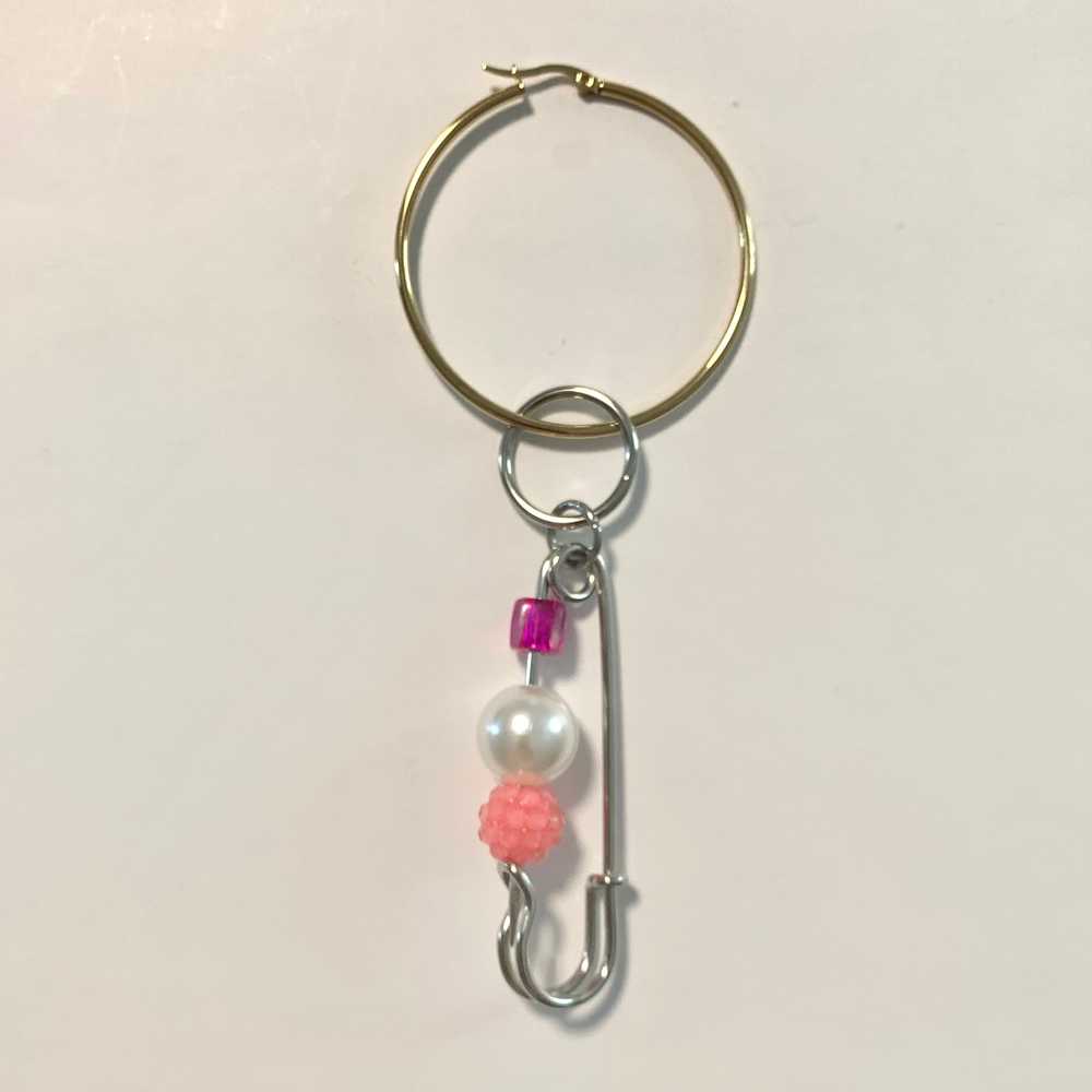 Mixed media safety pin earring - image 7