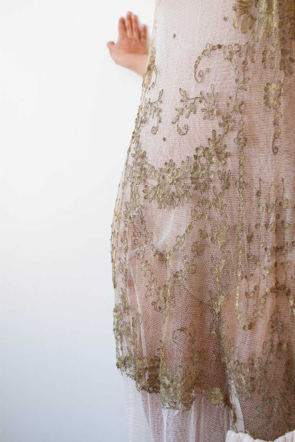 1920s Sheer Layered Net Lace Nude Dress - image 11