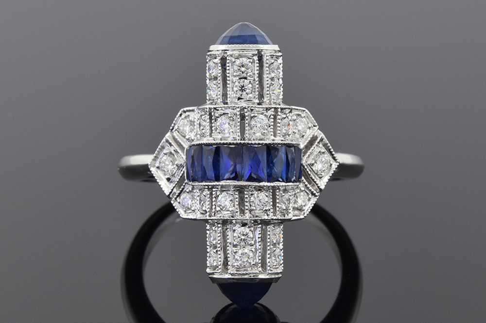 Art Deco Inspired Sapphire and Diamond Ring - image 1