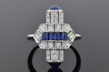 Art Deco Inspired Sapphire and Diamond Ring - image 1