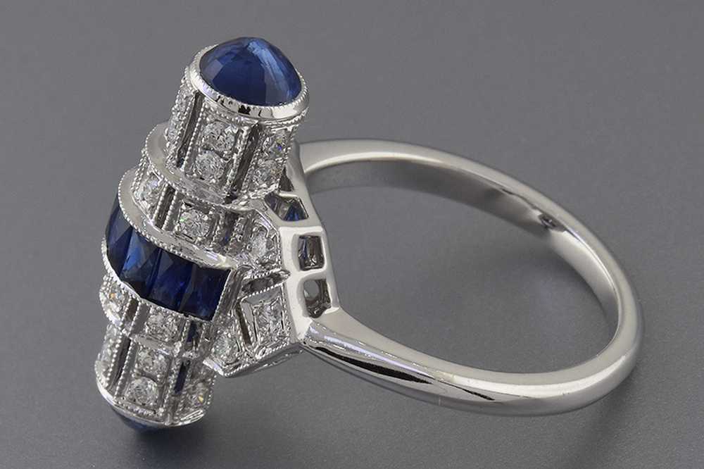 Art Deco Inspired Sapphire and Diamond Ring - image 2
