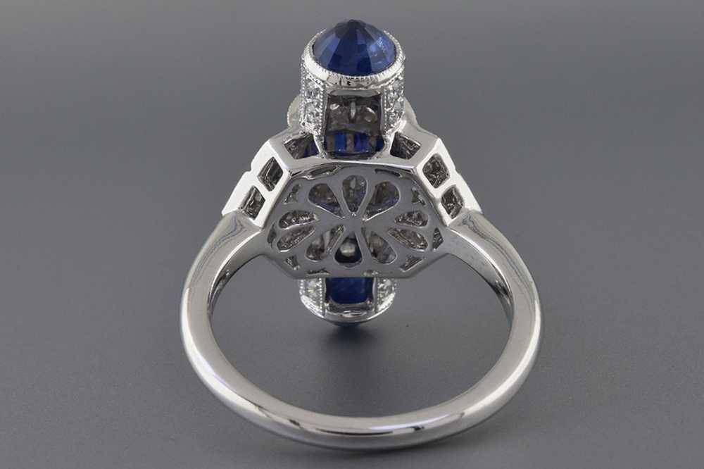 Art Deco Inspired Sapphire and Diamond Ring - image 4