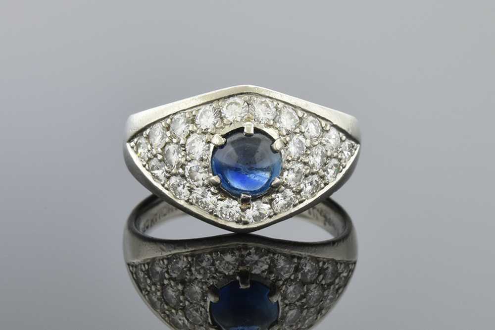 Low Profile Sapphire and Diamond Ring - image 1