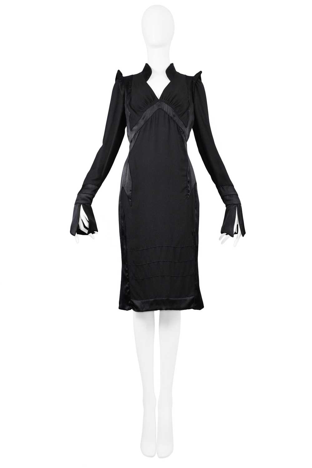 YSL BY TOM FORD BLACK SATIN MANDARIN DRESS 2004 - image 1