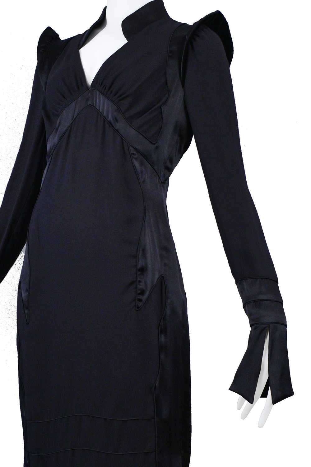 YSL BY TOM FORD BLACK SATIN MANDARIN DRESS 2004 - image 5