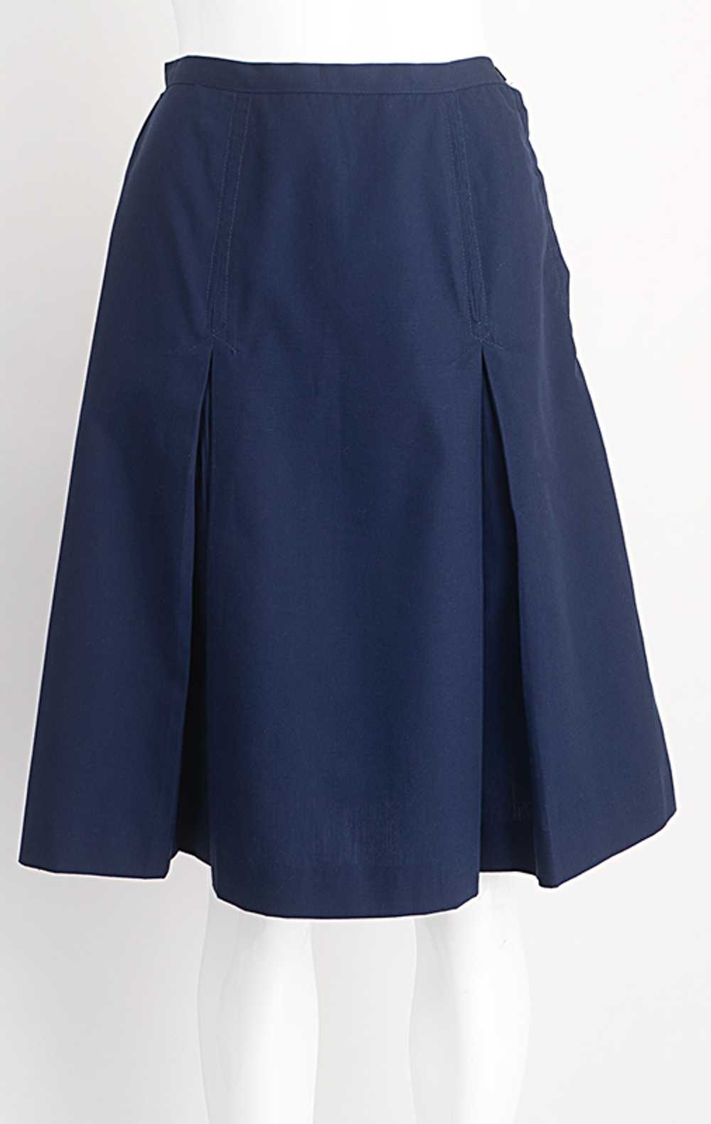 1940s Navy Pleated Skirt - image 2