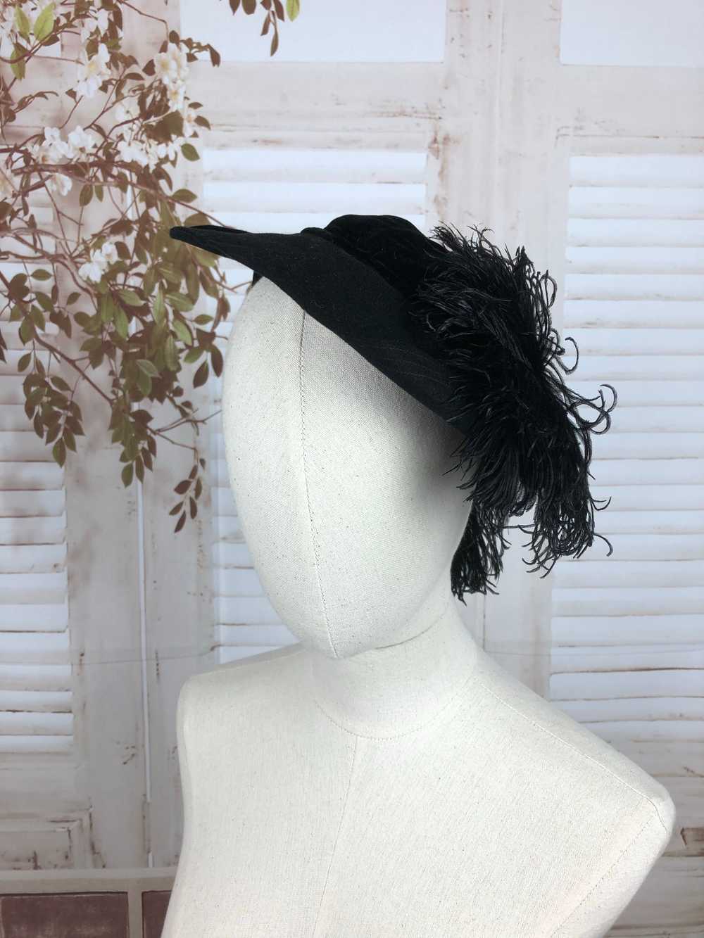 Black Edwardian 1910s Hat With Ostrich Feather De… - image 7