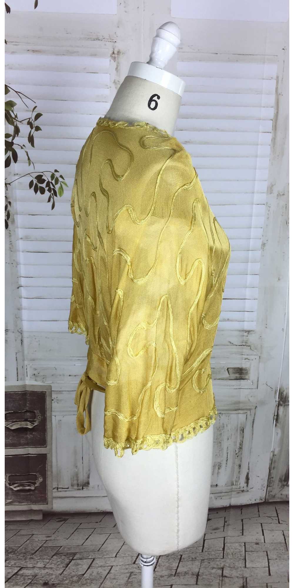 Original 1920s Gold Mustard Yellow Silk Vintage T… - image 8
