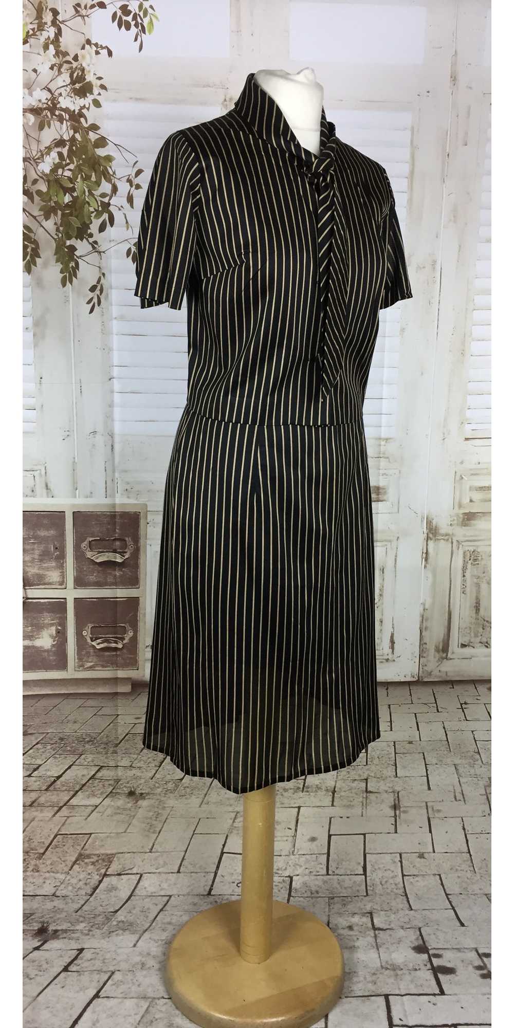 Original 1940s 40s Vintage Black And Gold Stripe … - image 2
