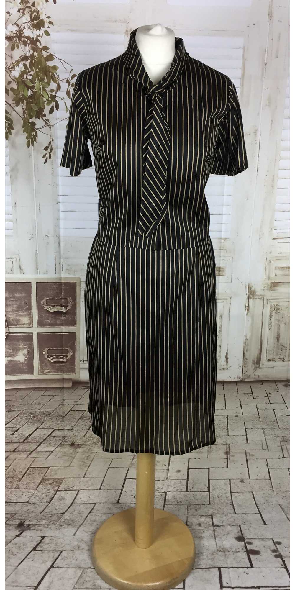 Original 1940s 40s Vintage Black And Gold Stripe … - image 3