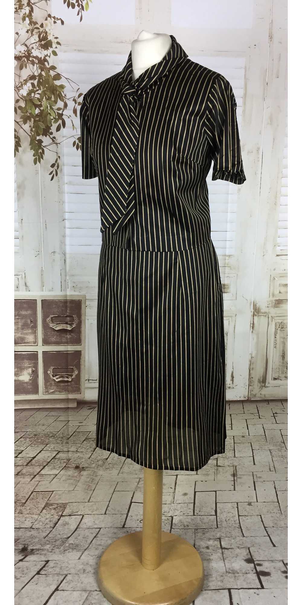 Original 1940s 40s Vintage Black And Gold Stripe … - image 4