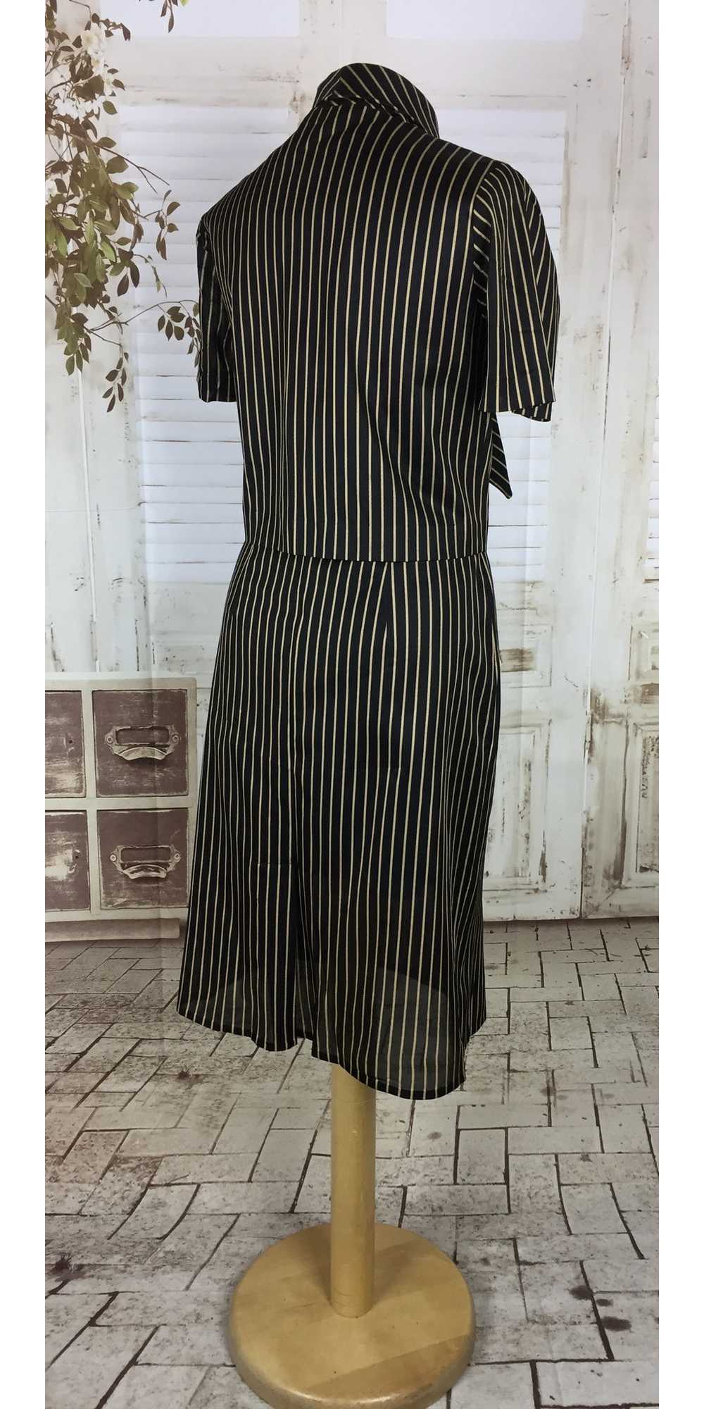 Original 1940s 40s Vintage Black And Gold Stripe … - image 6