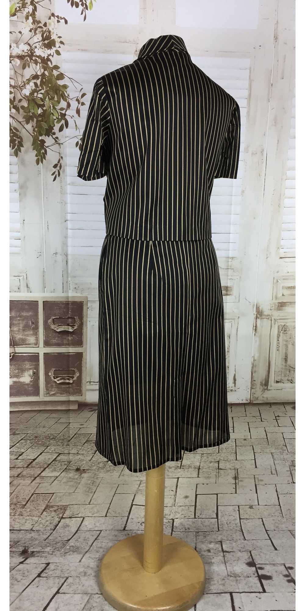 Original 1940s 40s Vintage Black And Gold Stripe … - image 7