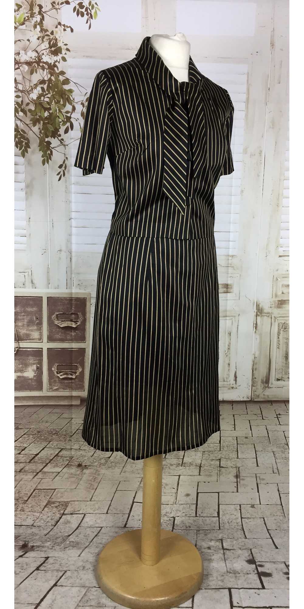 Original 1940s 40s Vintage Black And Gold Stripe … - image 8