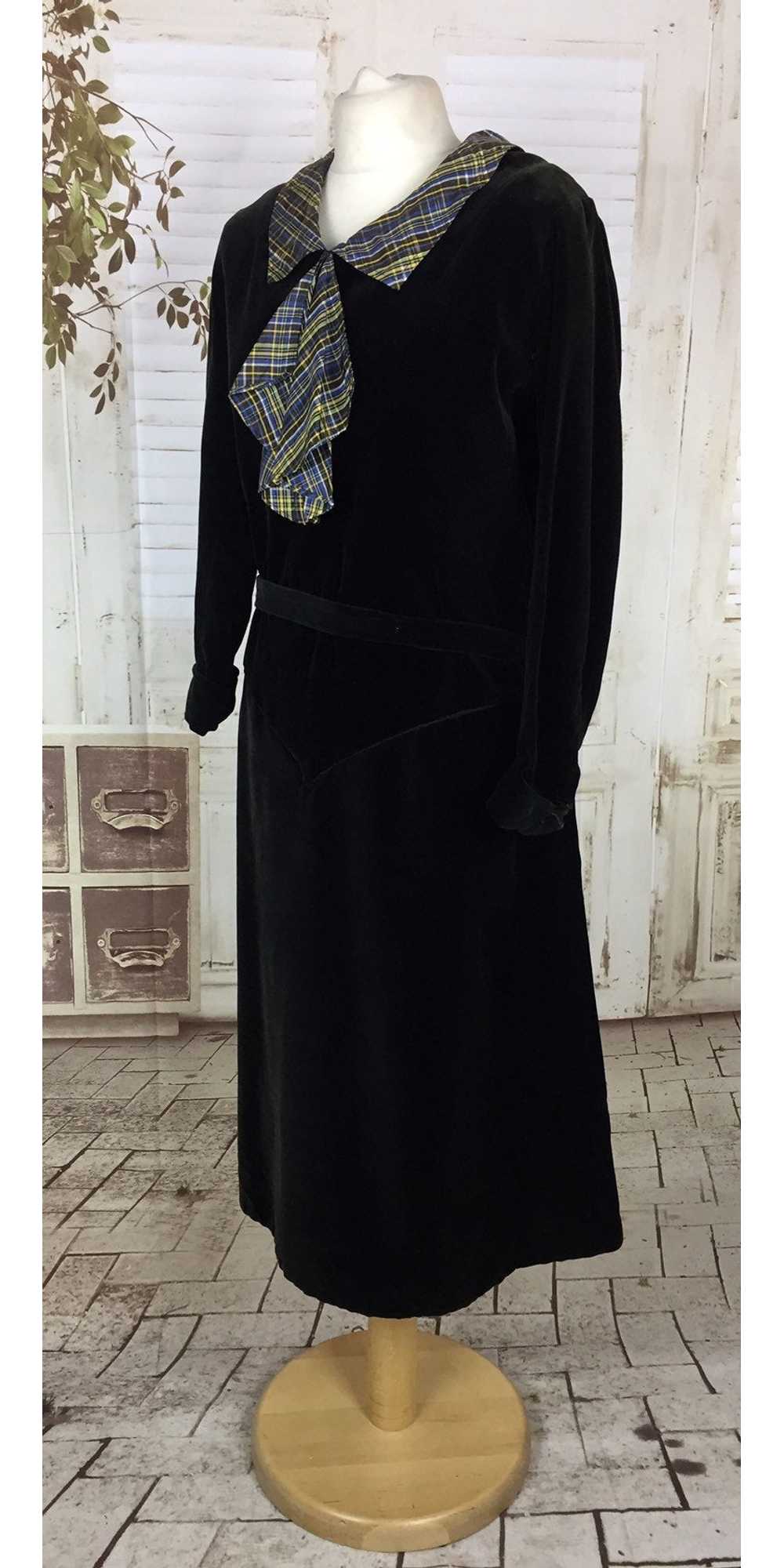 Original 1940s 40s Vintage Dress Black Velvet Taf… - image 3