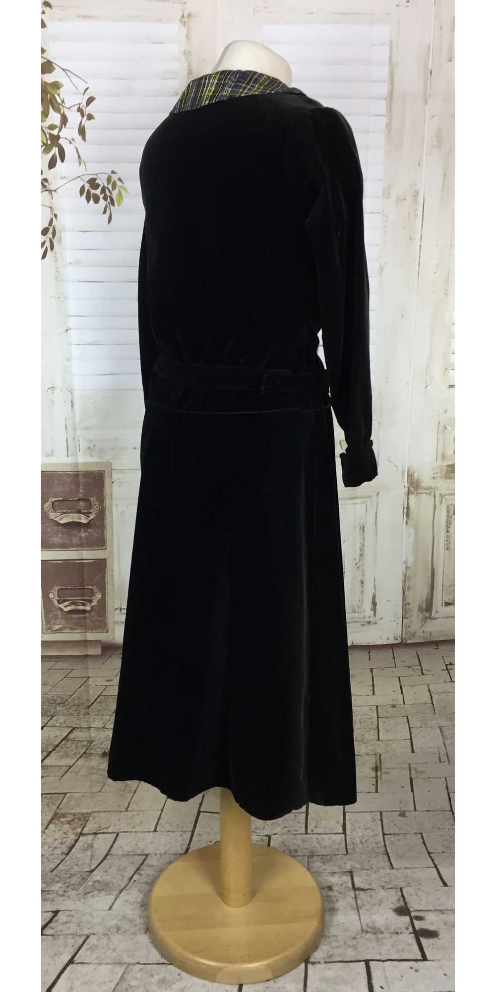 Original 1940s 40s Vintage Dress Black Velvet Taf… - image 4