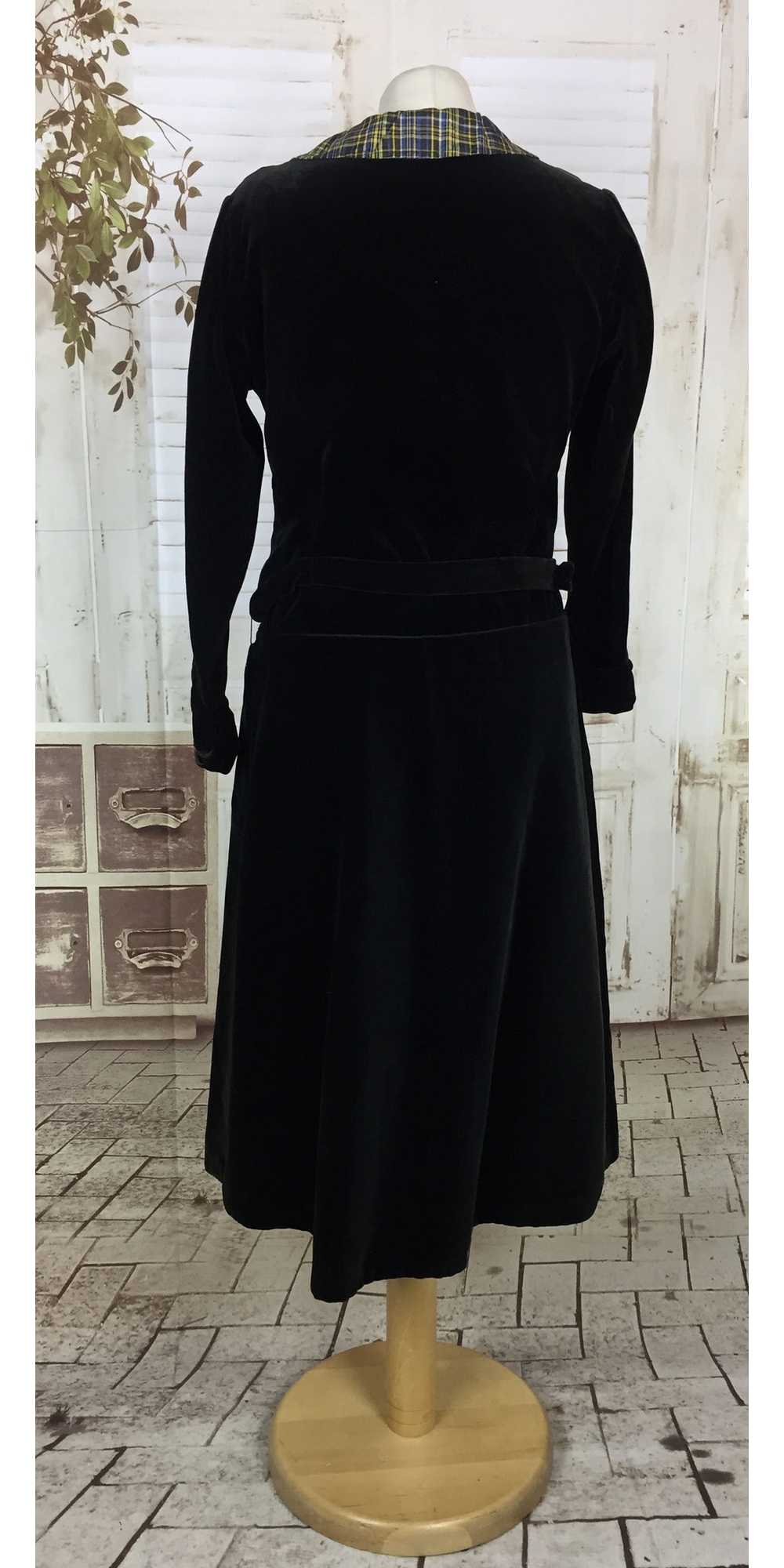 Original 1940s 40s Vintage Dress Black Velvet Taf… - image 5